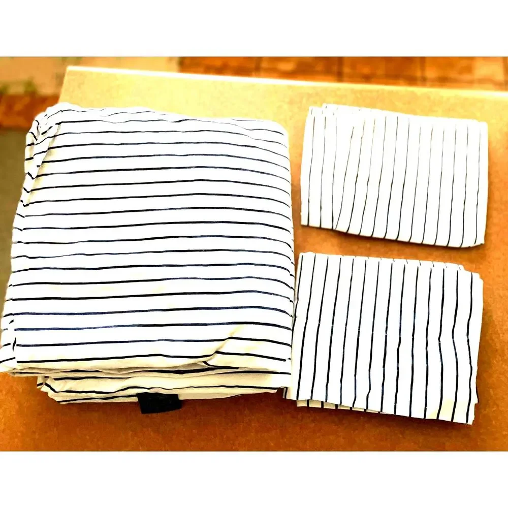 Lauren Ralph Lauren Spencer King Sheet Set Navy/White Stripe 4Pc 100% Cotton NEW